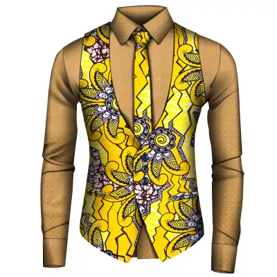 African Men's Shirt Vest Tie Three-piece Set