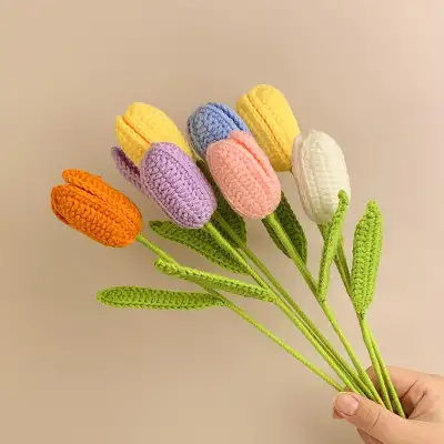 Hand Crochet Tulip Immortal Flower