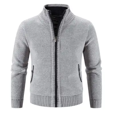 Men's Jacket Knitwear Autumn And Winter Fleece Lined Padded Warm Keeping Cardigan