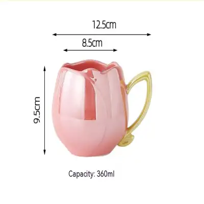 Female Gaomei Tulip Ceramic Mug Without Spoon Girly Heart Water Cup