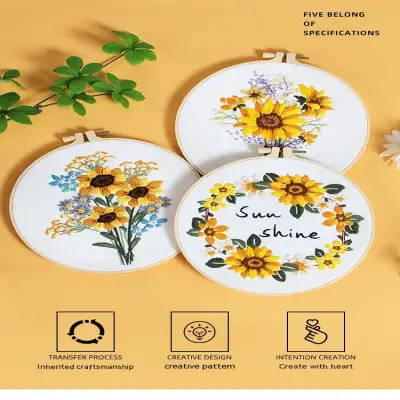 Diy Handmade Embroidery Material Package Original New Sunflower Flower Bouquet Garland