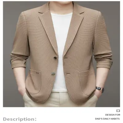 Spring Men's Knitted Waffle Casual Suit Jacket