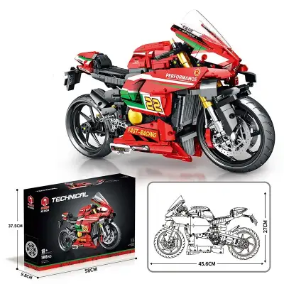 Building Blocks Motorcycle Ornaments Motorcycle Assembled Model Educational Toys