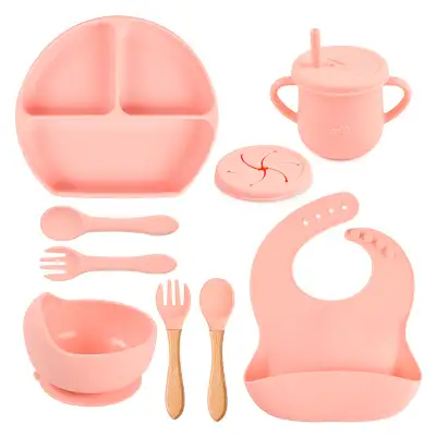 Silicone Solid Color Babies' Tableware Set