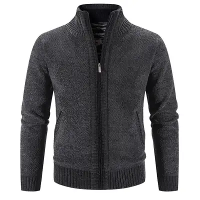 Men's Jacket Knitwear Autumn And Winter Fleece Lined Padded Warm Keeping Cardigan