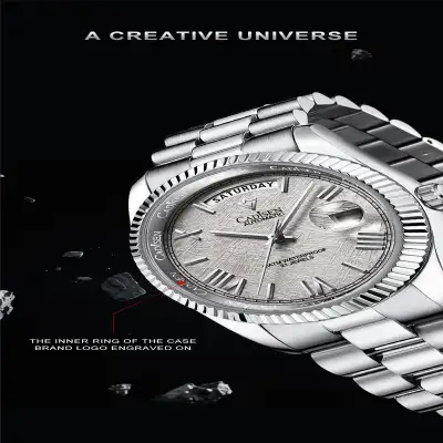 Stainless Steel Shell Automatic Mechanical Men's Sapphire Calendar Watch