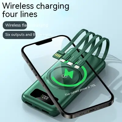 Large Capacity Outdoor Wireless Fast Power Bank With Cable