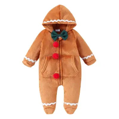 Children's Christmas Clothes Baby Zipper Hooded Jumpsuit