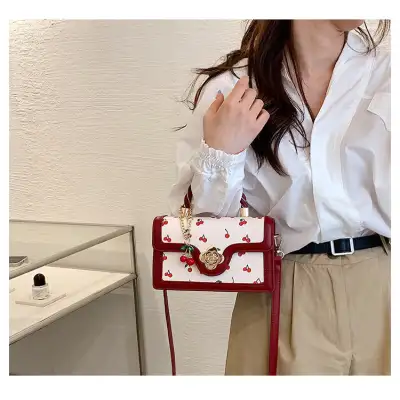 Cute Cherry Twist Portable Small Square Bag