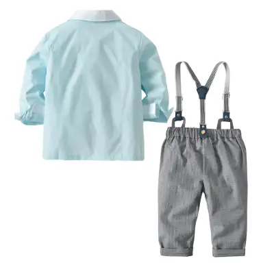 European And American Long-sleeved Contrast Color Shirt Overalls