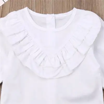 Children's Clothing Spring And Autumn Infant Toddler Fresh White Jersey Denim Skirt Suit