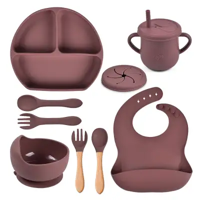 Silicone Solid Color Babies' Tableware Set