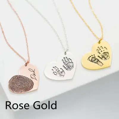 Silver Personalized Custom Lettering Love Fingerprint Letter Name Necklace