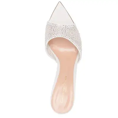 Stiletto Rhinestone High Heel Slippers Pointed Toe Open Toe Slip-on