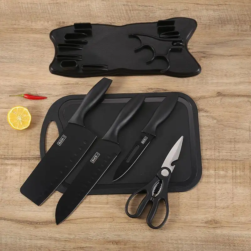 Black Steel Kitchen Knife Combination