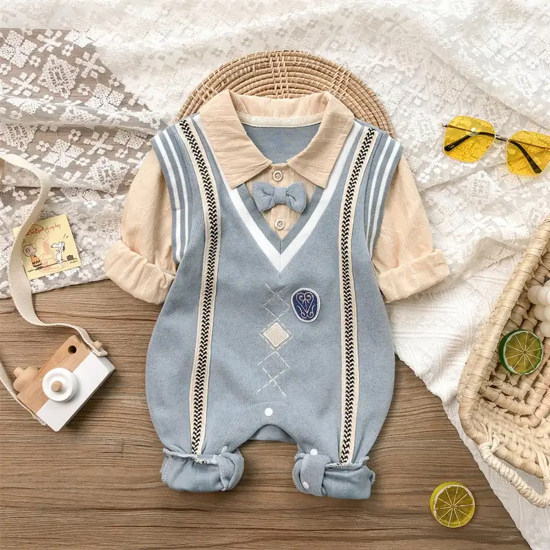 Autumn Baby One Month Old Jumpsuit Baby Boy Korean Style Long Sleeve