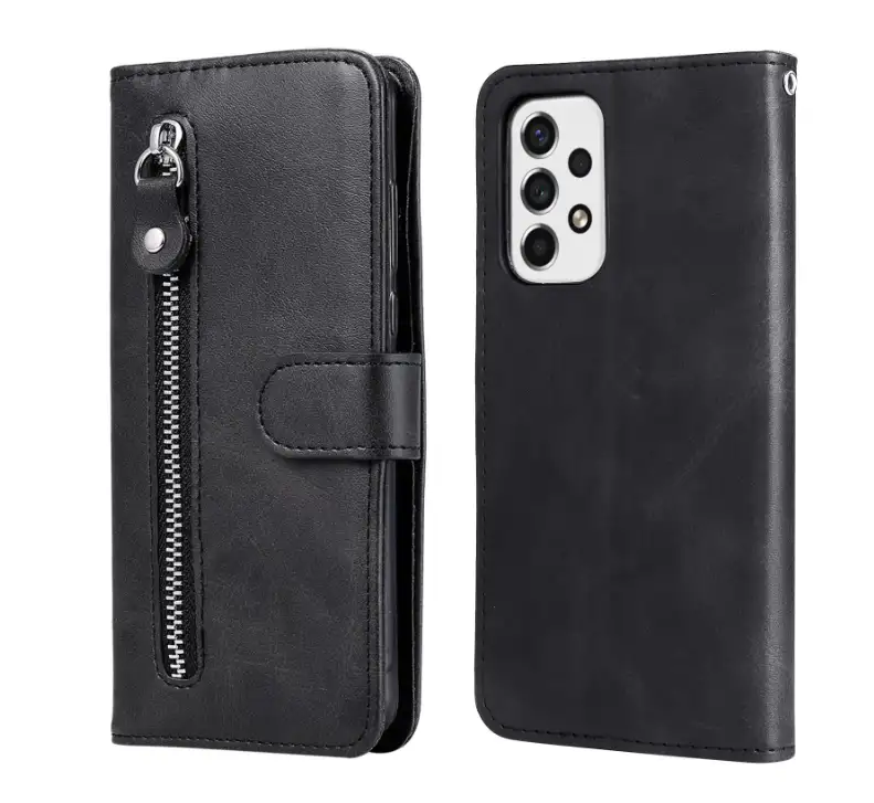 Mobile Phone Leather Case Zipper Wallet Card Holder Protective Case