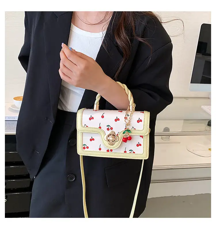 Cute Cherry Twist Portable Small Square Bag