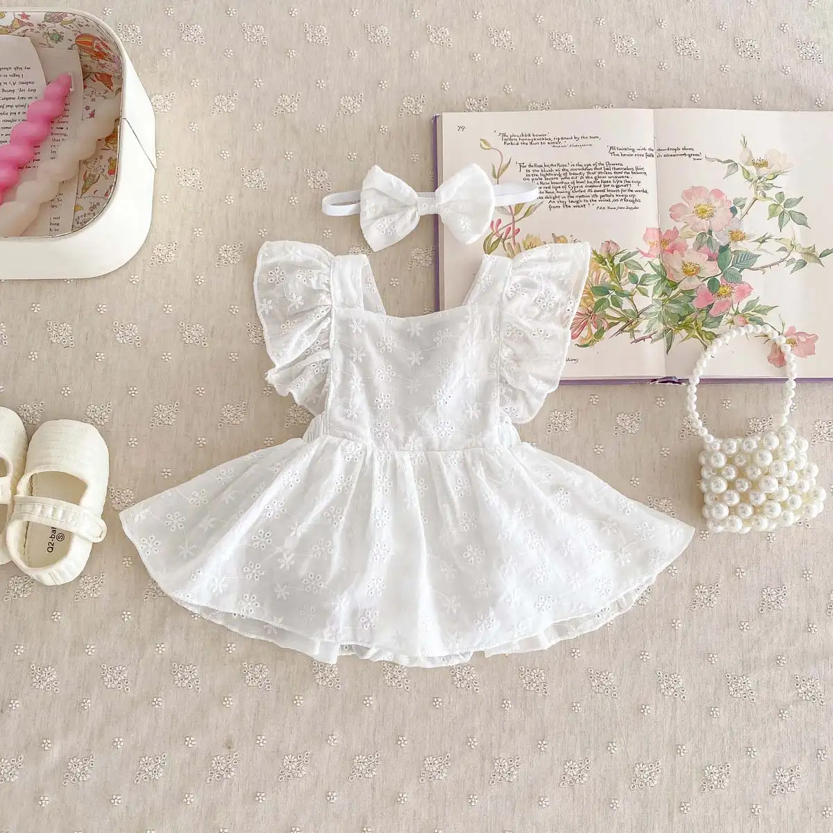 Baby Girl Flounced Sleeve Lace Jumpsuit Princess Dress