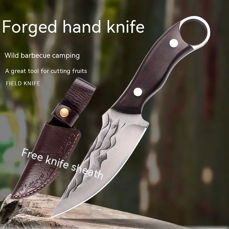 Outdoor Multi-functional Red Color Wooden Handle Knife