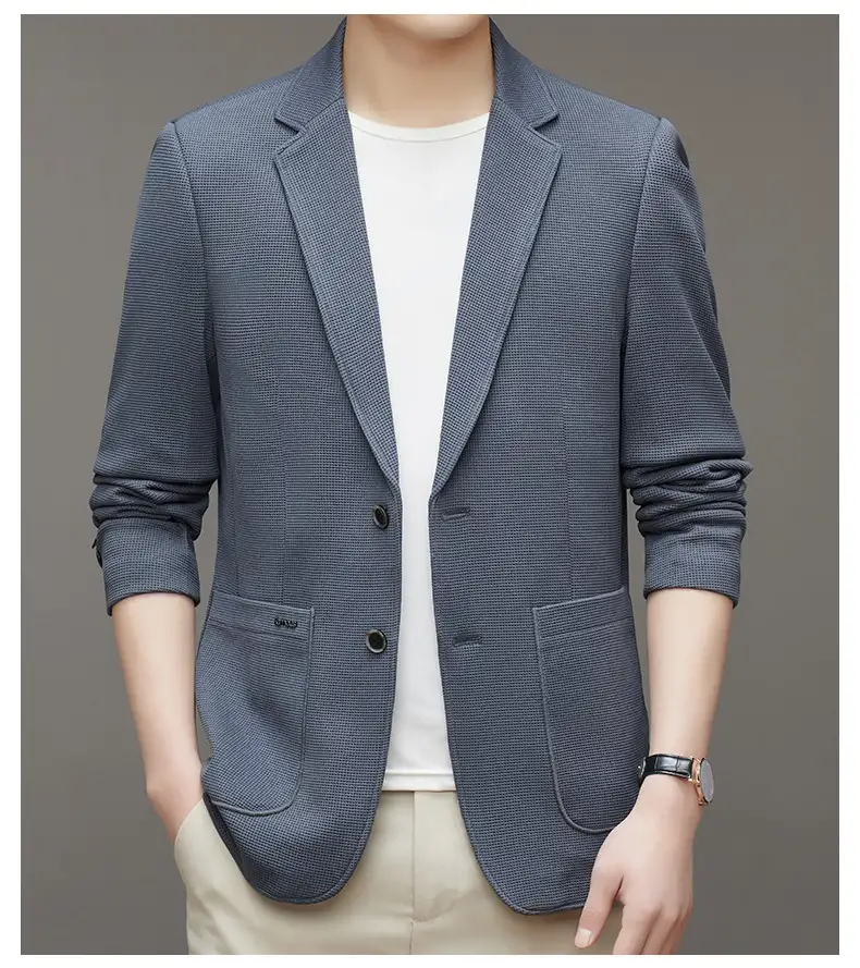 Spring Men's Knitted Waffle Casual Suit Jacket