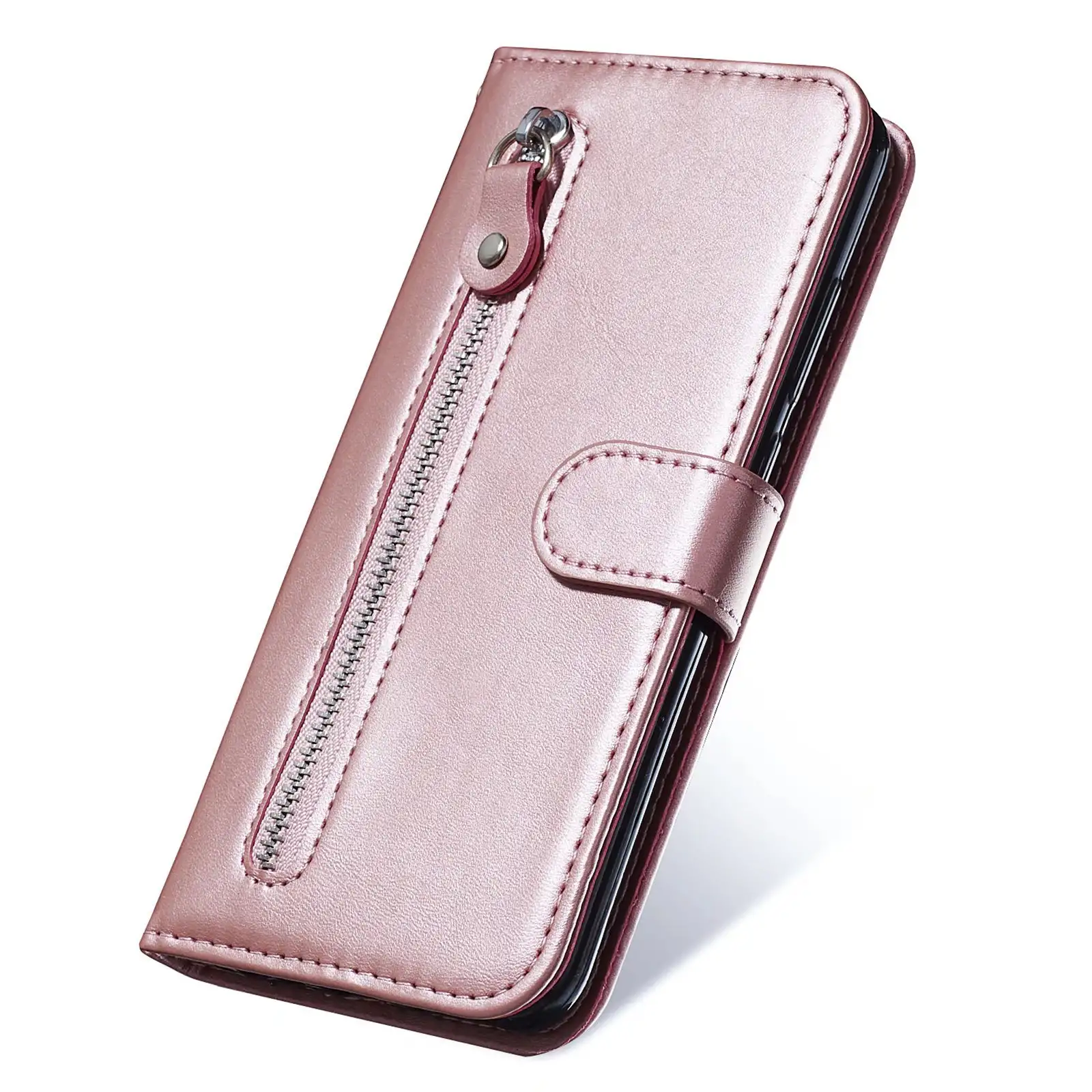 Mobile Phone Leather Case Zipper Wallet Card Holder Protective Case