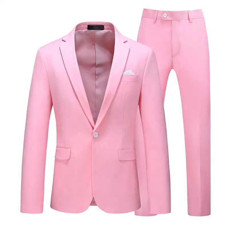 Multi-Color Two-piece Suit Men's Solid Color Slim Fit