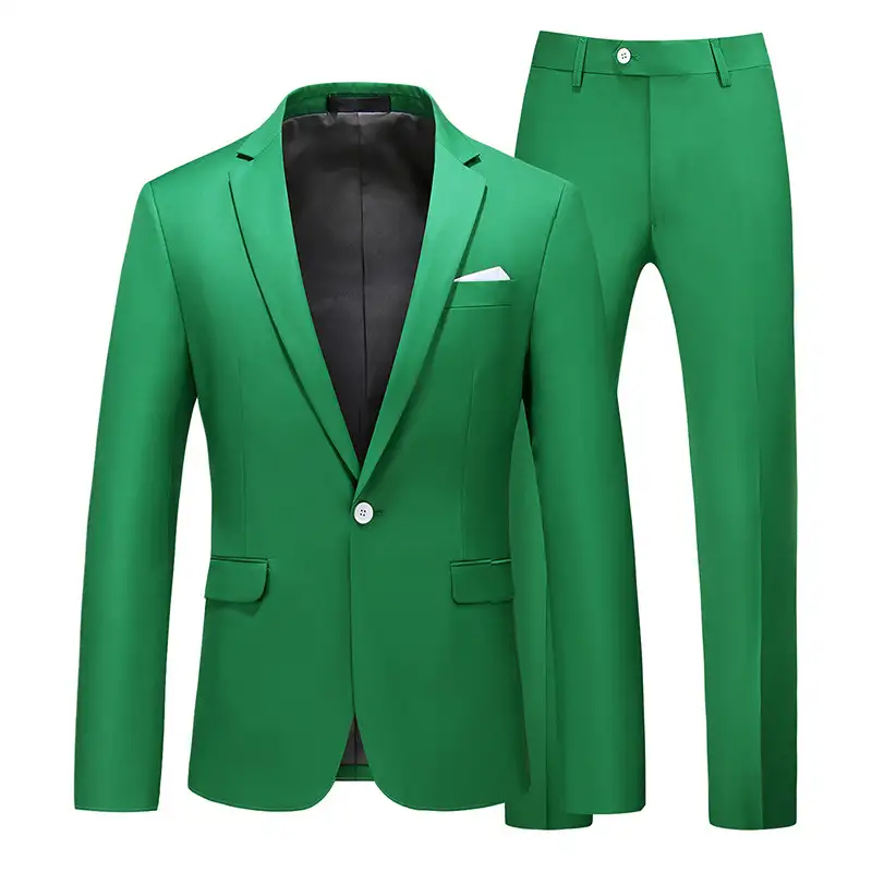 Multi-Color Two-piece Suit Men's Solid Color Slim Fit