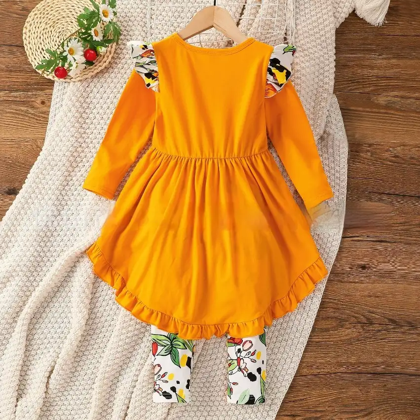 Autumn And Winter Ins Children Flounced Sleeve Printing Suit