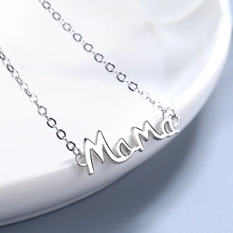 Mother's Day Gift S925 Sterling Silver English Letter MaMa Necklace Mother Fashion