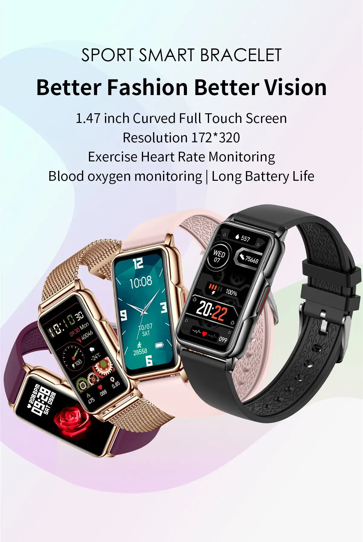 Outdoor Smart Sport Bracelet Multi-functional Health Monitoring Watch Women