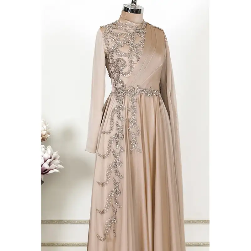 Champagne Muslim Evening Dress Formal Party