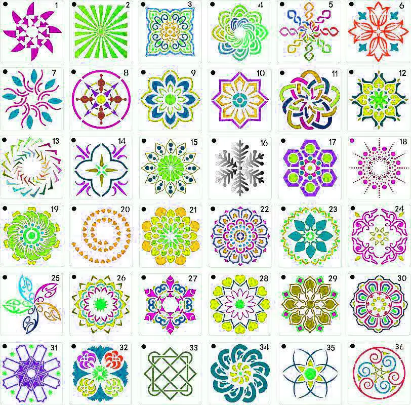 Mandala Painting Template 36 Auxiliary Wall Painting Spray Painting DIY Hollow Template