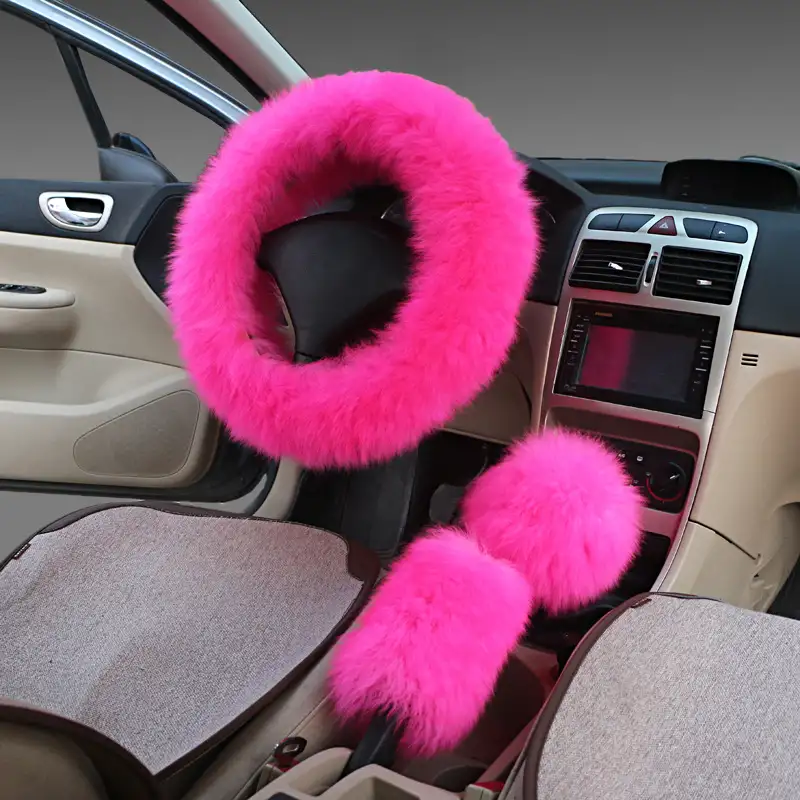 Wool Steering Wheel Cover Long Wool Handle Cover