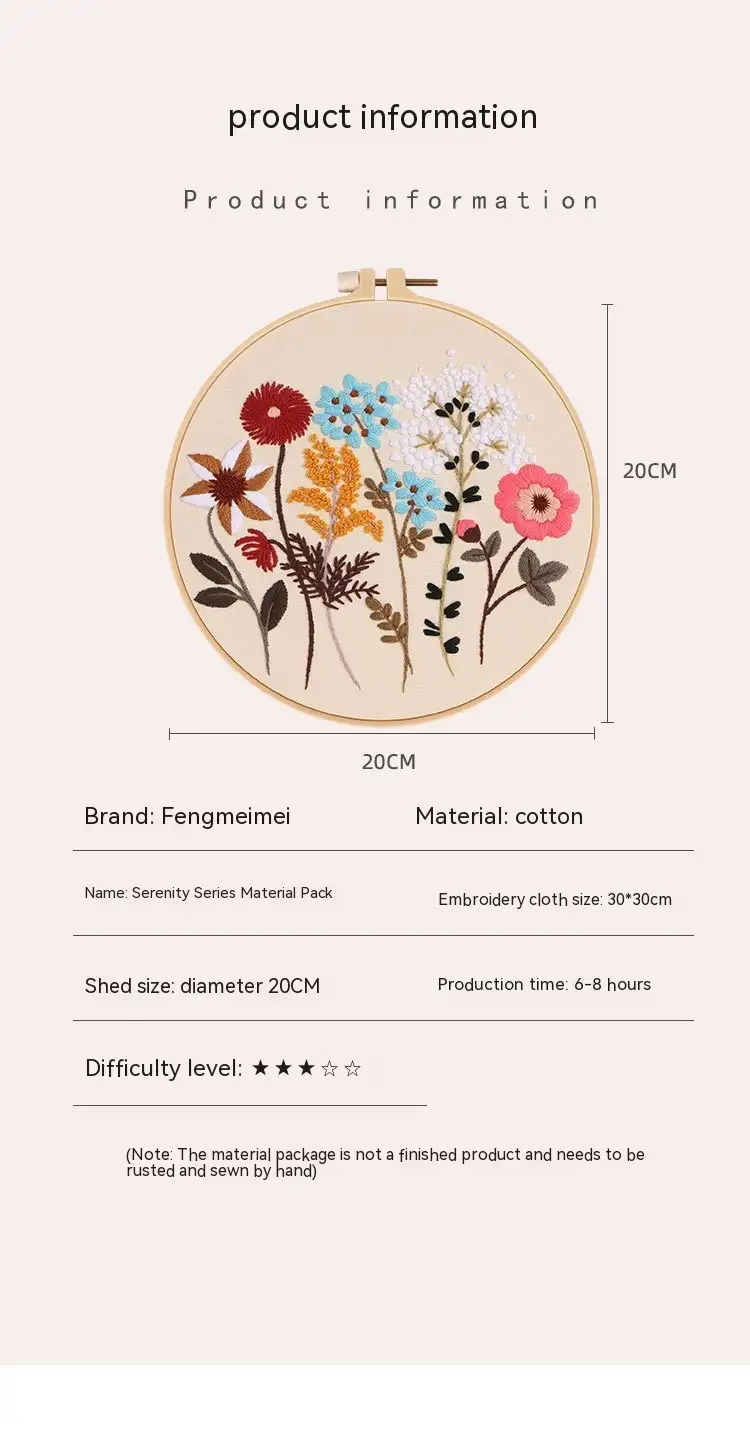 Diy Handmade Embroidery Kit Material Package European-style Quiet Flowers And Plants