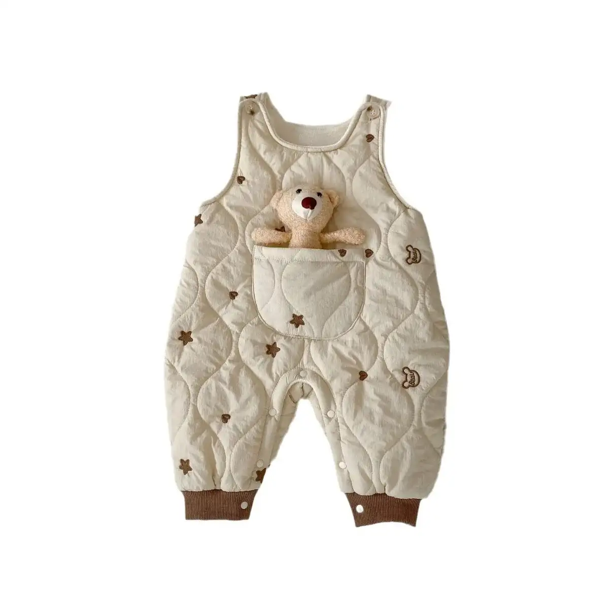 Ins Baby Winter Thickened Jumpsuit Thick Warm Hooded Romper