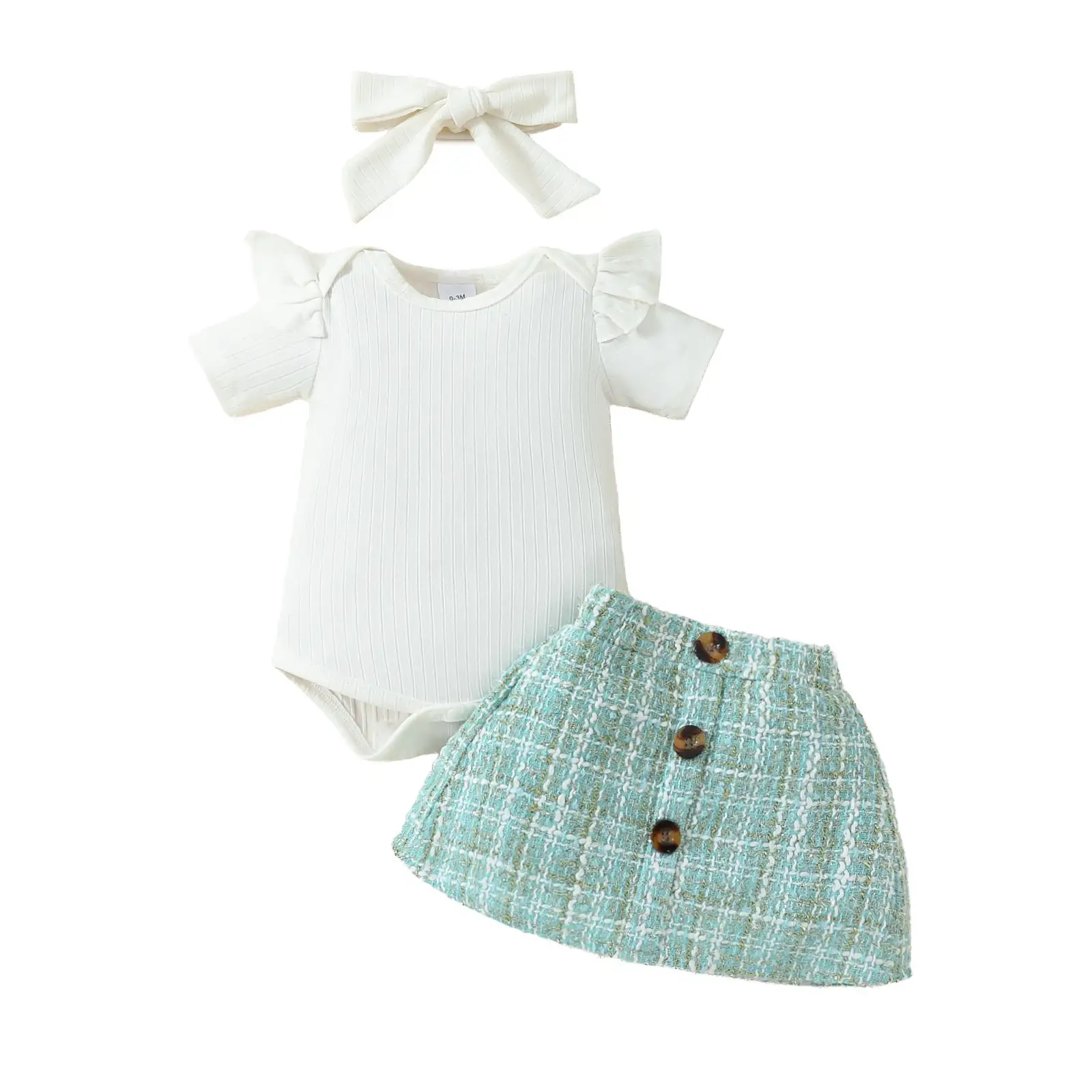 Babies' Short-sleeved Blouse Skirt Suit