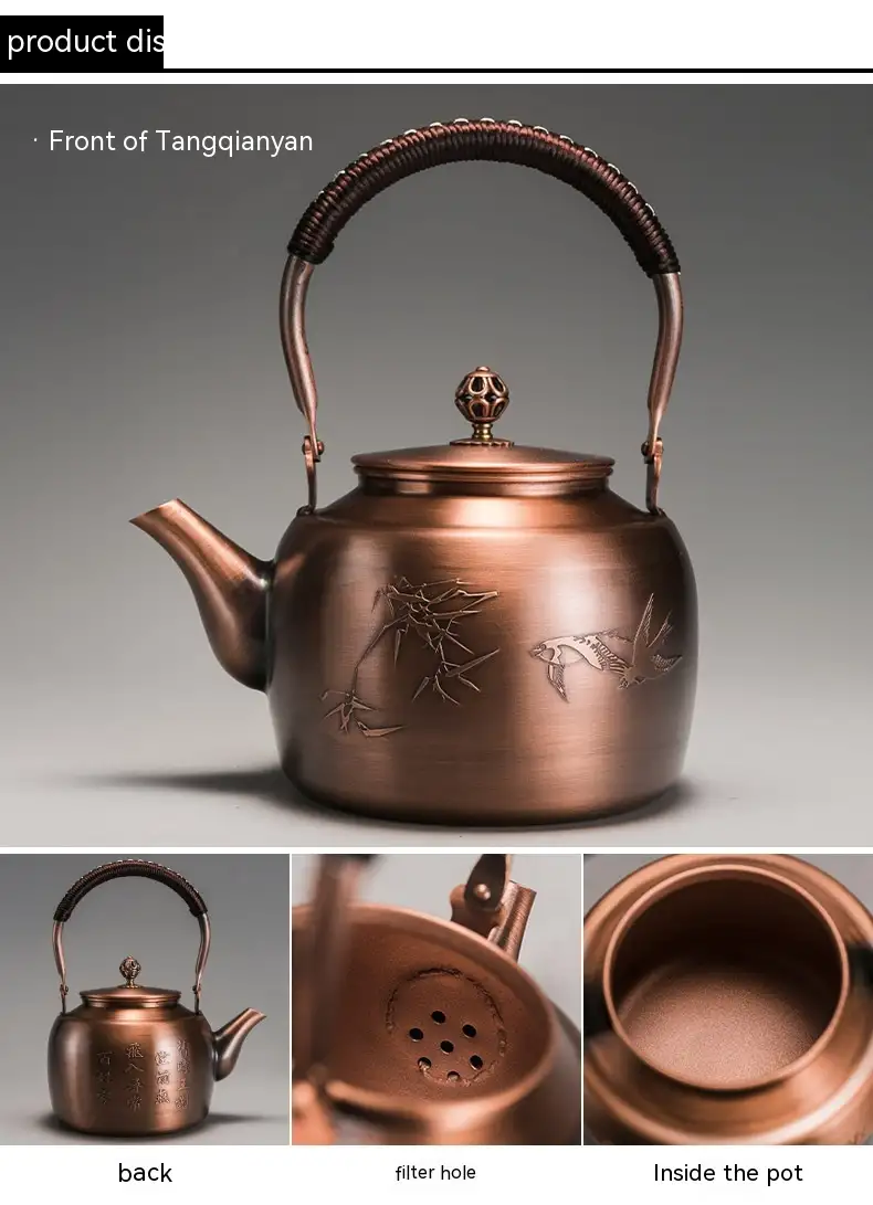 Copper Boiling Water Manual Mechanism Antique Tea Brewing Pot