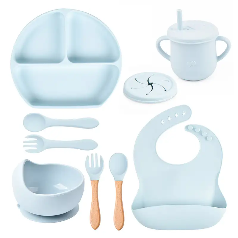 Silicone Solid Color Babies' Tableware Set