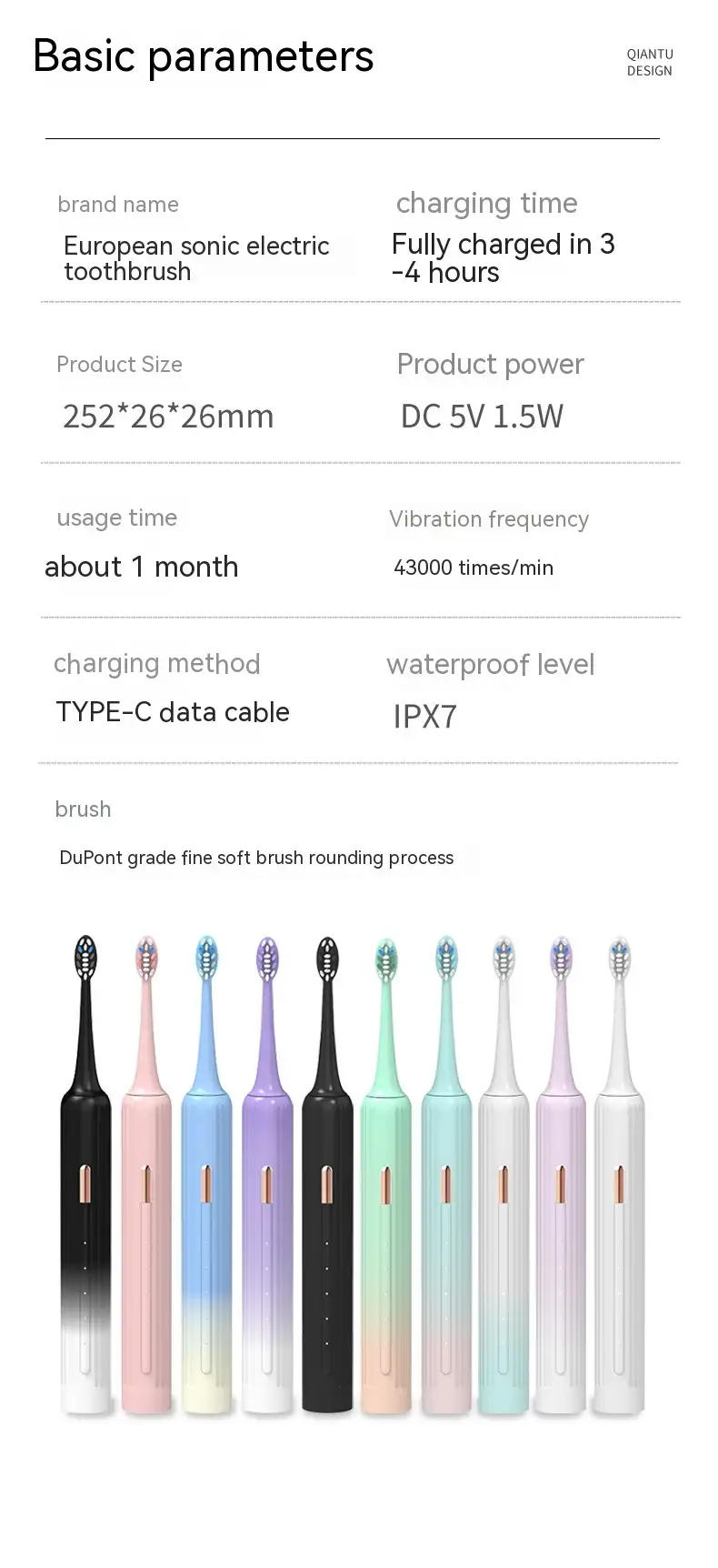 Magnetic Suspension Electric Toothbrush USB Charging Level 7 Waterproof Super