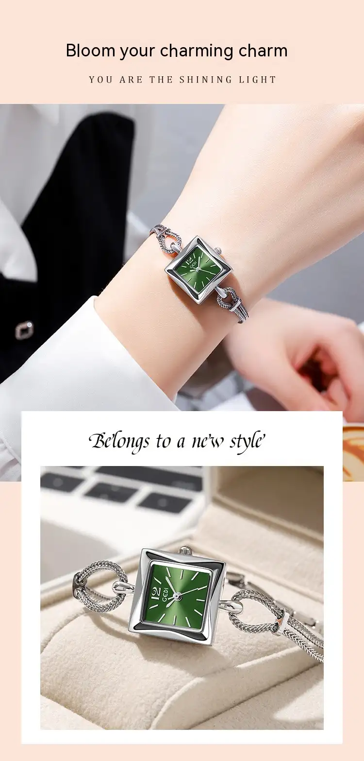 High-grade Simple Small Square Plate Alloy Bracelet Watch Antique Style