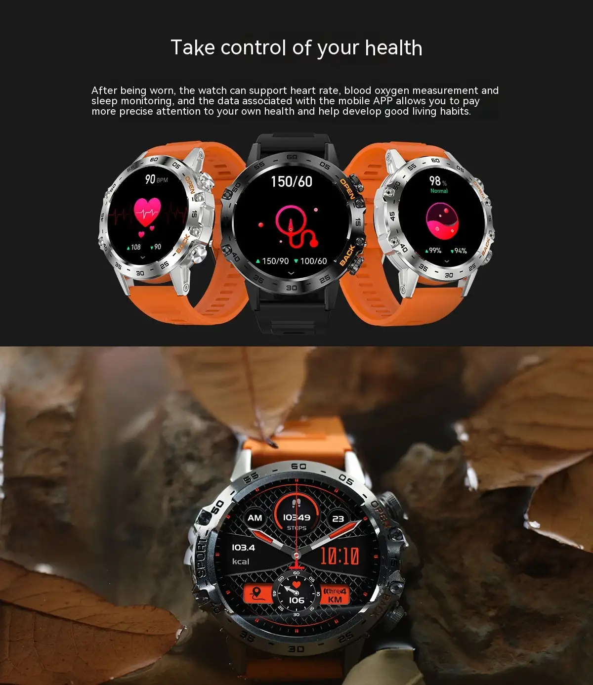 Smart Watch Multi-function Call Suitable For Men's Outdoor Three-proof Heart Rate Blood Oxygen Sports