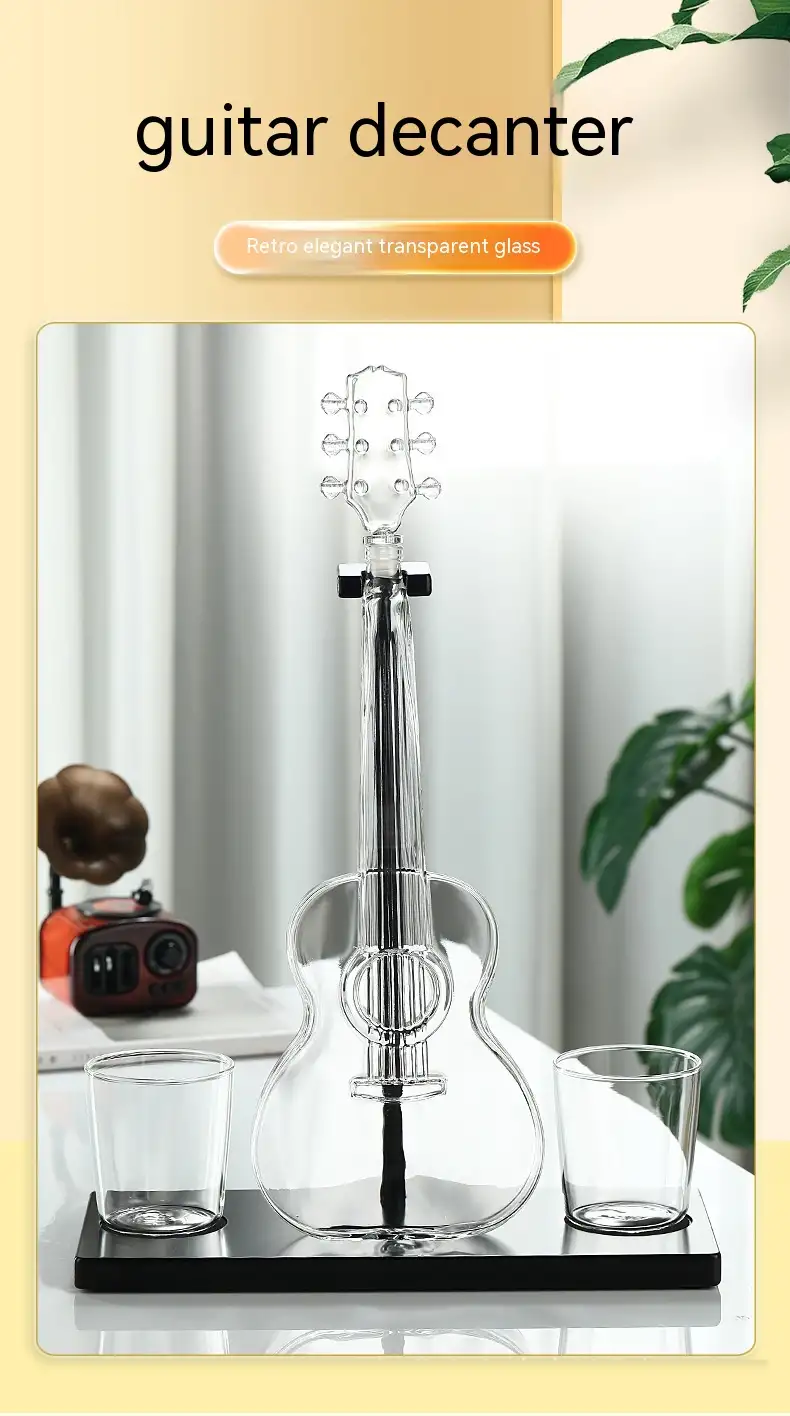 Creative Guitar Decanter Set With High Borosilicate Glass