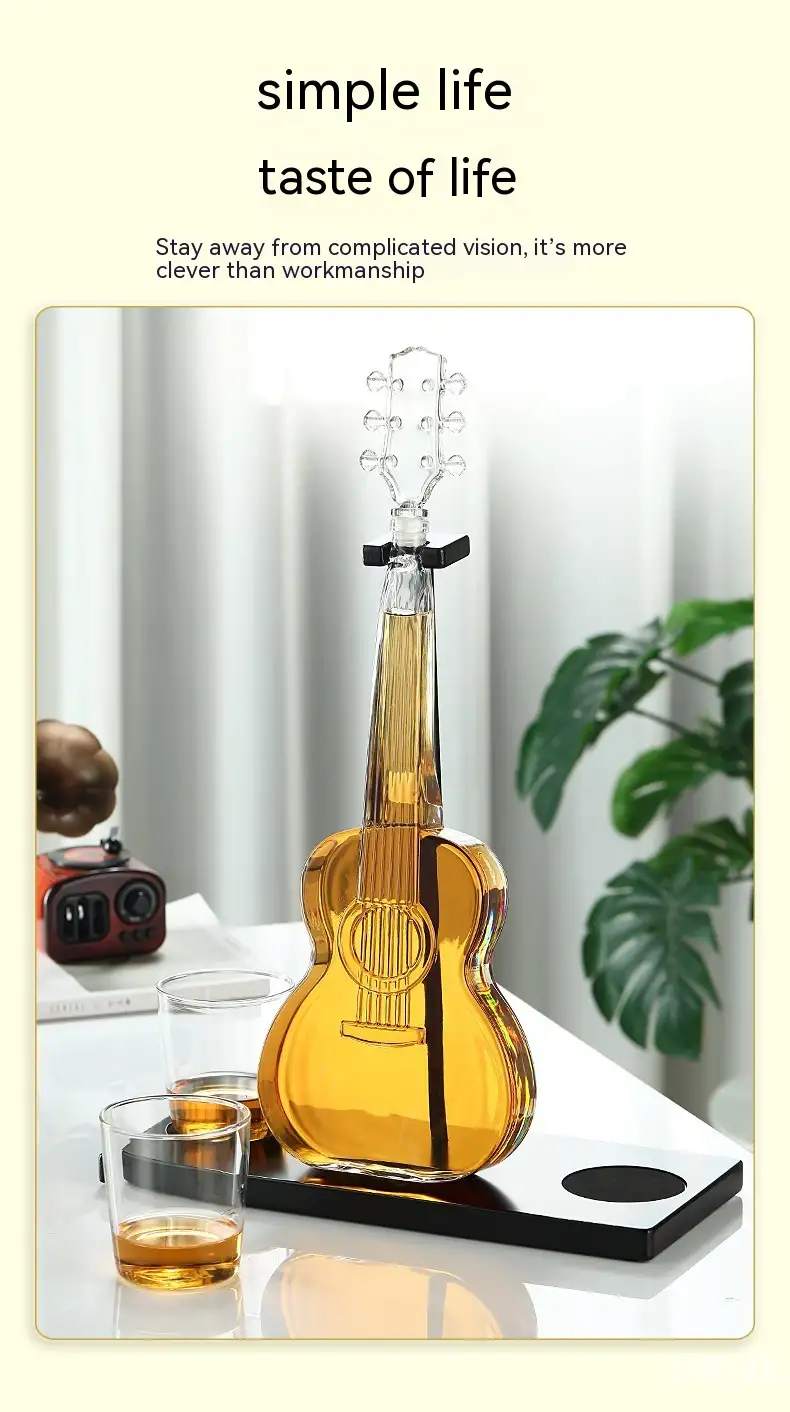 Creative Guitar Decanter Set With High Borosilicate Glass