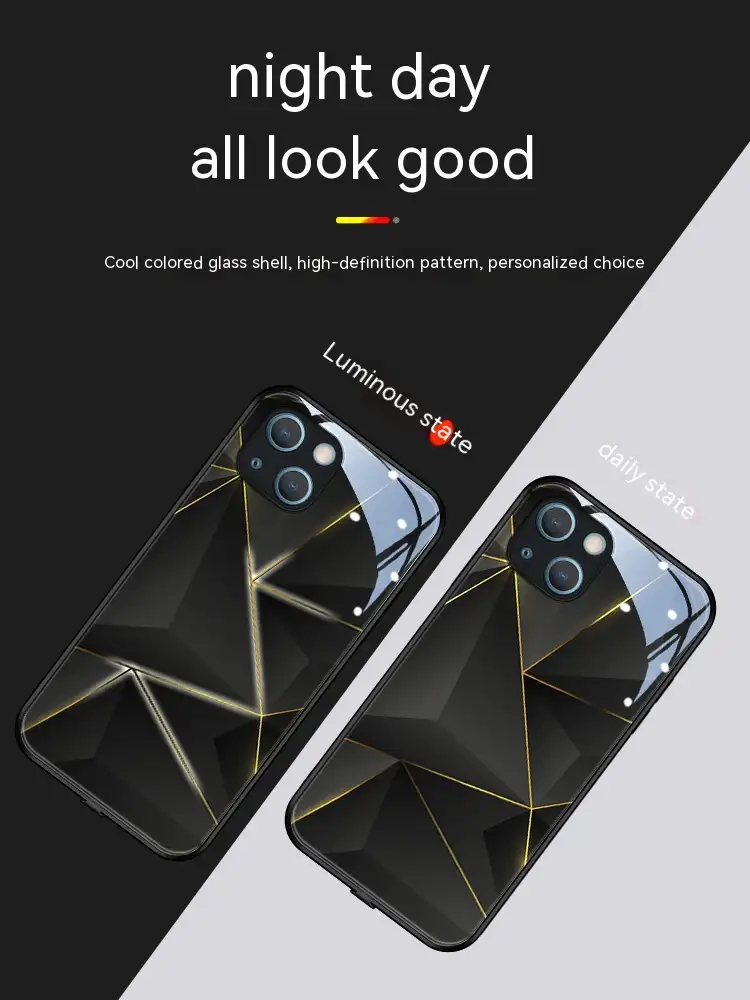 Geometric Prism Luminous Glass All-inclusive Phone Case