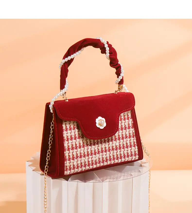 Women's Wedding Bag Bridal Bag High-grade Women's Elegant Red Niche Red Small Bag Portable 2024 New