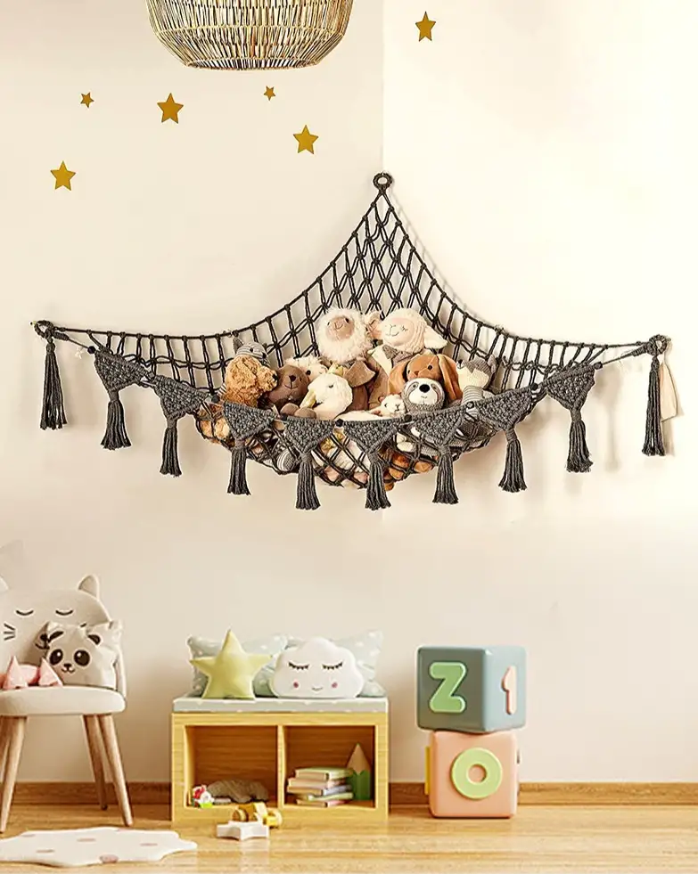 Triangle Wall Toy Net Pocket Plush Toy Hand-woven Lace Hammock