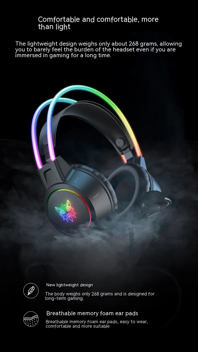 Game Earphone Headset E-sports Wired Computer RGB Luminous