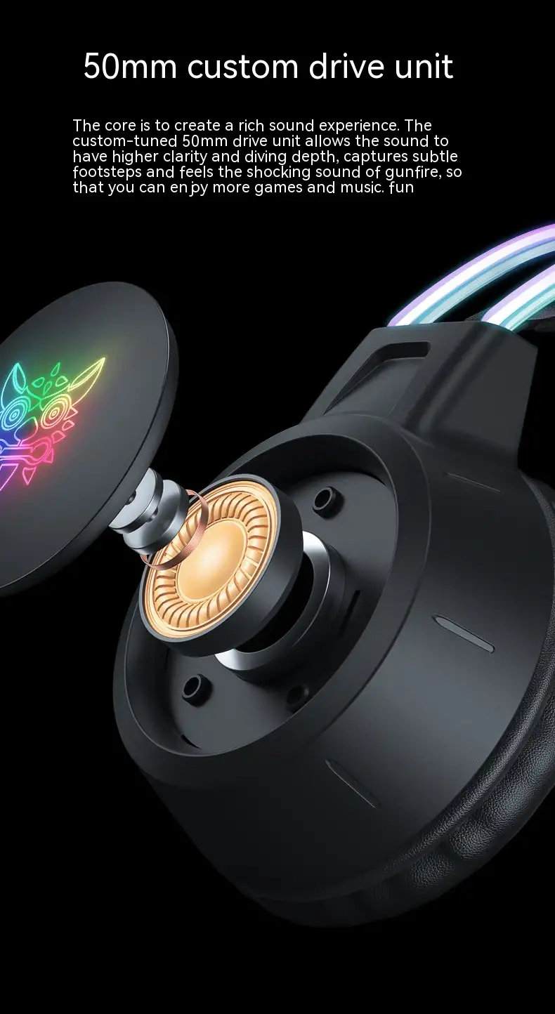 Game Earphone Headset E-sports Wired Computer RGB Luminous