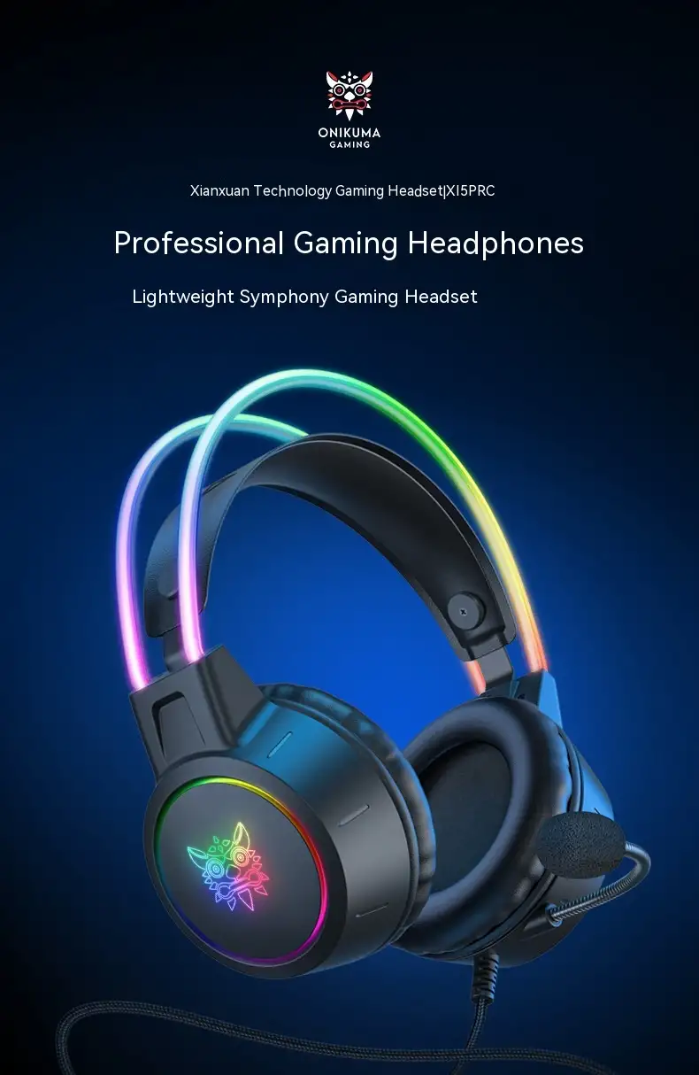 Game Earphone Headset E-sports Wired Computer RGB Luminous